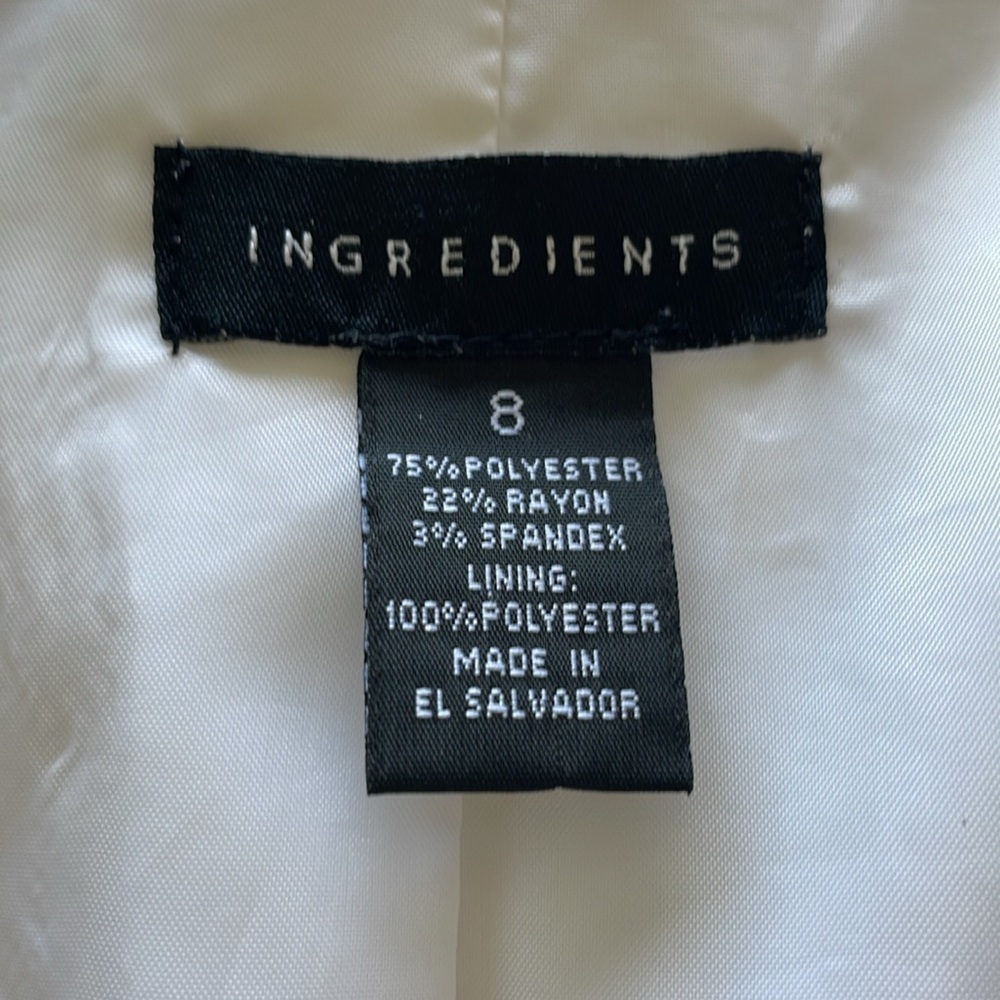 Creamy Winter White Belted & Tailored Professional Blazer Stretch Jacket Size 8 - Picture 11 of 16